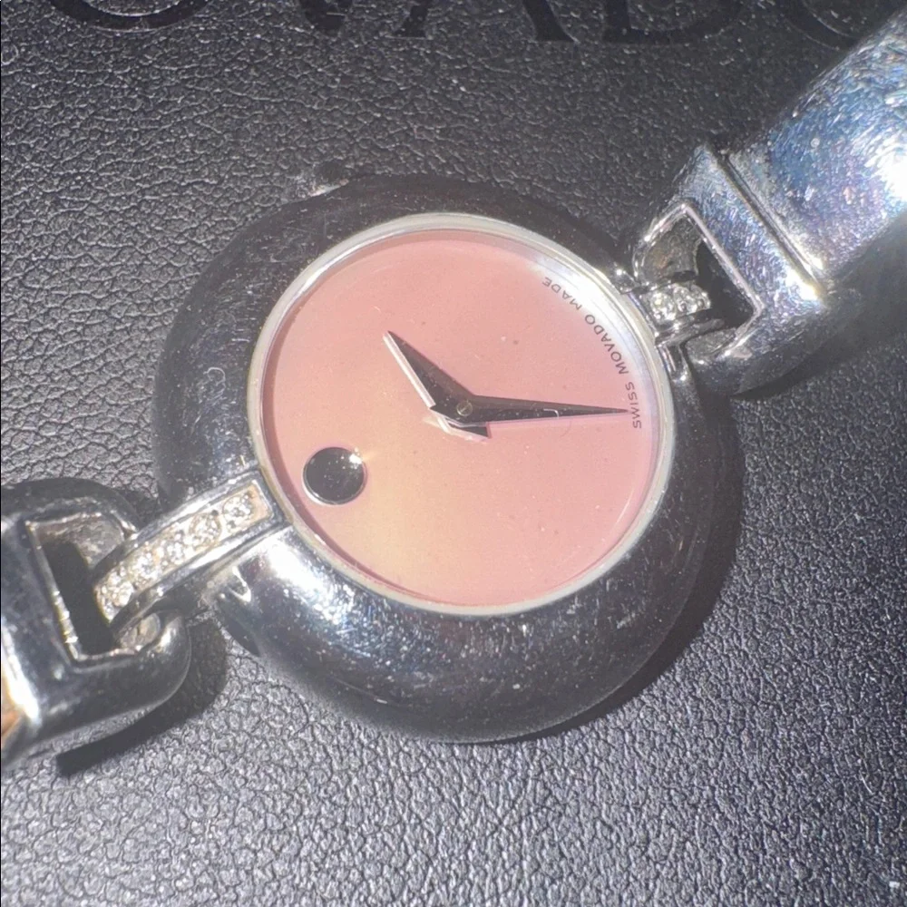 Movado Women’s Quartz Watch Bangle Pink & Silver - Picture 3 of 8